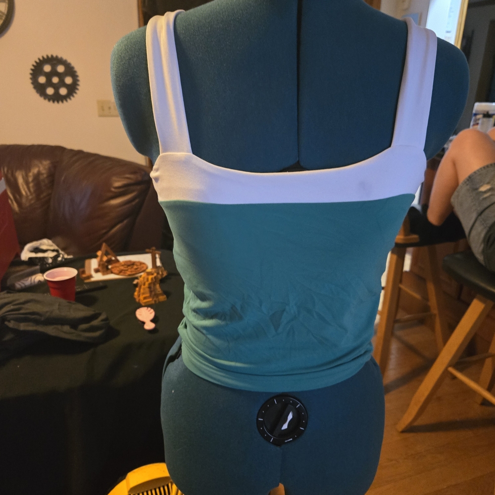 Women's Green and White Tank Top